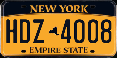 NY license plate HDZ4008