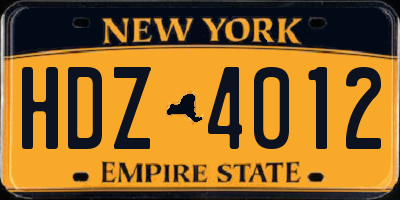 NY license plate HDZ4012
