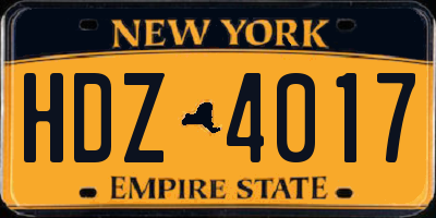 NY license plate HDZ4017