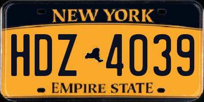 NY license plate HDZ4039