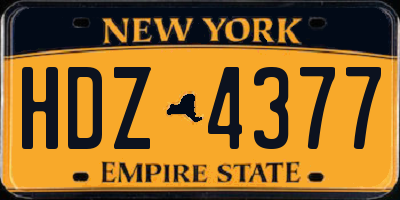 NY license plate HDZ4377