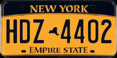 NY license plate HDZ4402