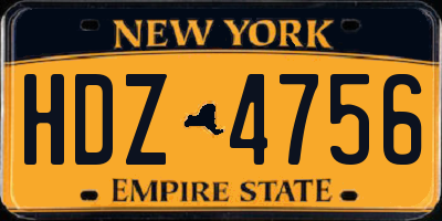 NY license plate HDZ4756
