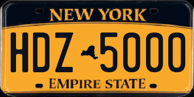 NY license plate HDZ5000