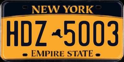 NY license plate HDZ5003