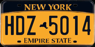 NY license plate HDZ5014