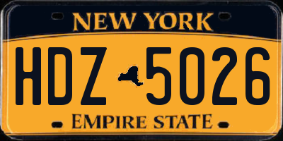 NY license plate HDZ5026
