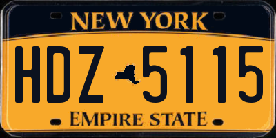 NY license plate HDZ5115