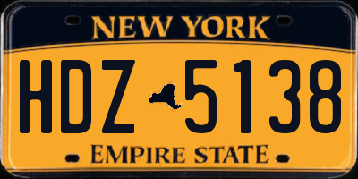 NY license plate HDZ5138