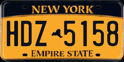 NY license plate HDZ5158