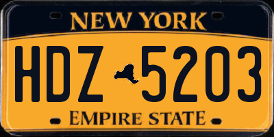 NY license plate HDZ5203