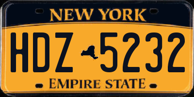 NY license plate HDZ5232