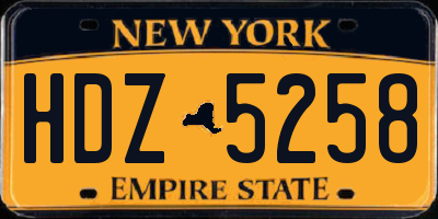 NY license plate HDZ5258
