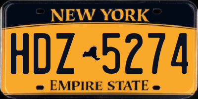 NY license plate HDZ5274