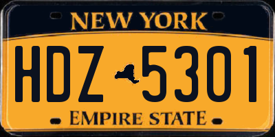 NY license plate HDZ5301