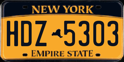 NY license plate HDZ5303