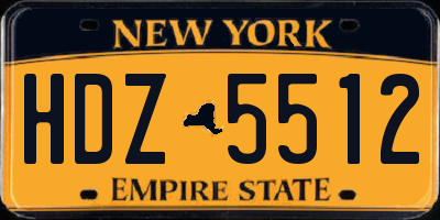 NY license plate HDZ5512
