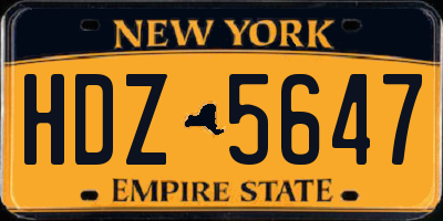 NY license plate HDZ5647