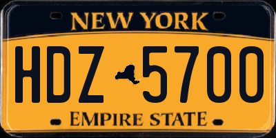 NY license plate HDZ5700