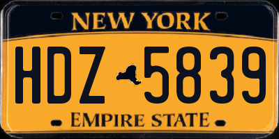 NY license plate HDZ5839