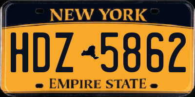 NY license plate HDZ5862