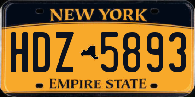 NY license plate HDZ5893