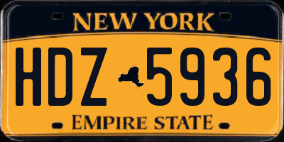 NY license plate HDZ5936