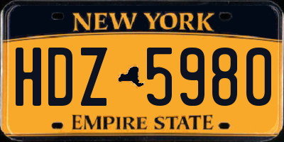 NY license plate HDZ5980