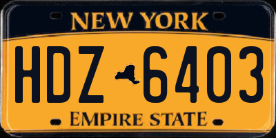 NY license plate HDZ6403
