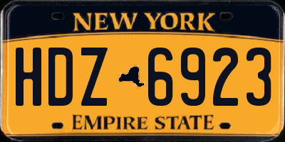 NY license plate HDZ6923