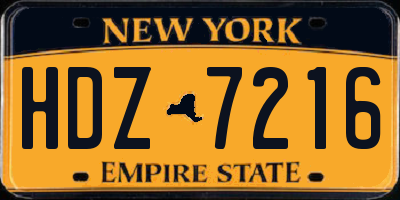 NY license plate HDZ7216