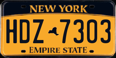 NY license plate HDZ7303