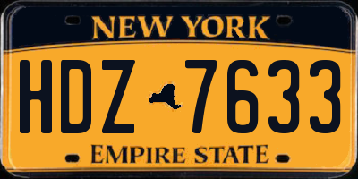 NY license plate HDZ7633