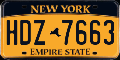 NY license plate HDZ7663