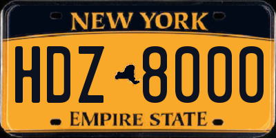 NY license plate HDZ8000