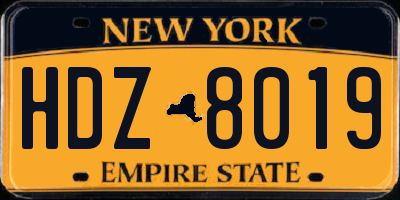 NY license plate HDZ8019