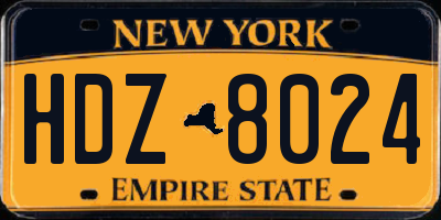 NY license plate HDZ8024