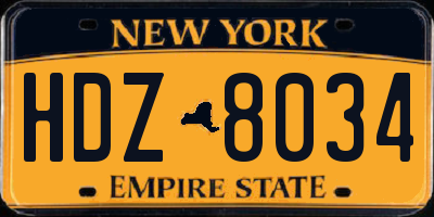 NY license plate HDZ8034