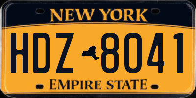 NY license plate HDZ8041