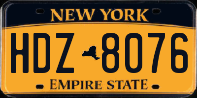 NY license plate HDZ8076