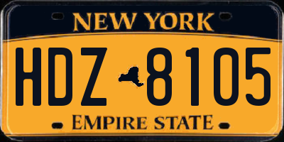 NY license plate HDZ8105