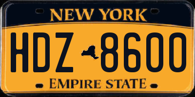 NY license plate HDZ8600