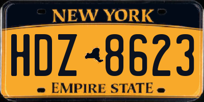 NY license plate HDZ8623