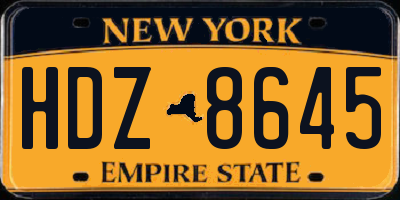 NY license plate HDZ8645