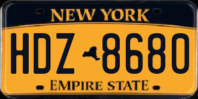 NY license plate HDZ8680