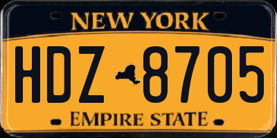NY license plate HDZ8705