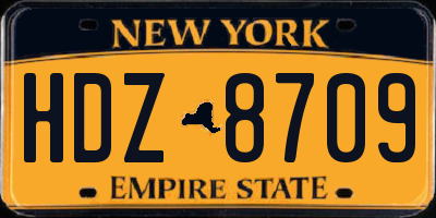 NY license plate HDZ8709