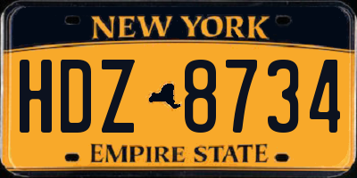 NY license plate HDZ8734