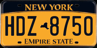 NY license plate HDZ8750