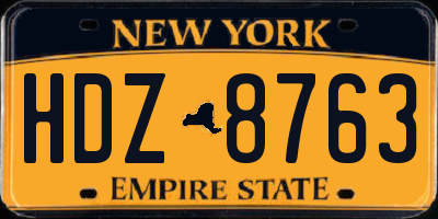 NY license plate HDZ8763